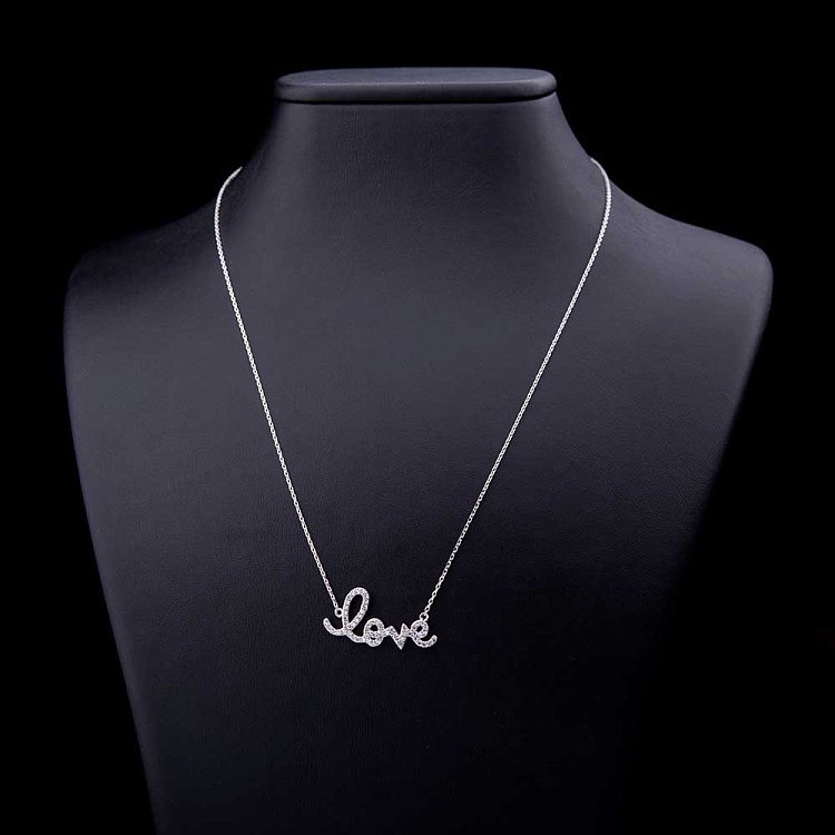 Кольє "Love" з фіанітами (родій, 50см) 18177 від ювелірного магазину Онікс - 4