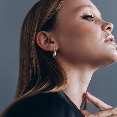 Сережки "Крапельки" у червоному золоті (3.1 см) с06420 №6