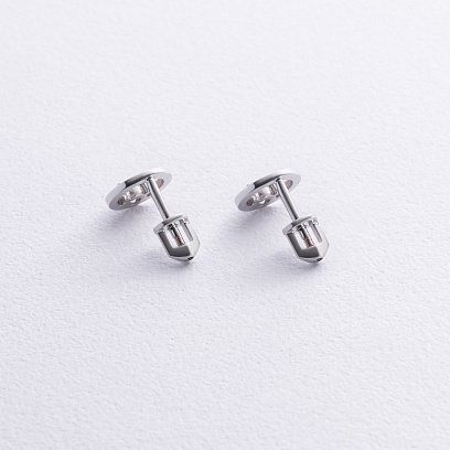 Сережки - пусети "Кругообіг" з фіанітами (біле золото) с08785 №3