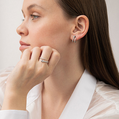 Золотое кольцо "Змея" с бриллиантами и сапфирами кб0622ca №4