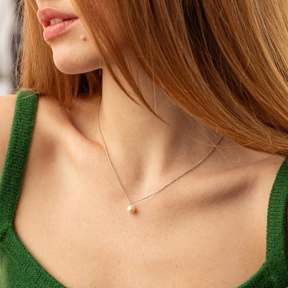 Кольє з перлиною (біле золото) кол02400 №5