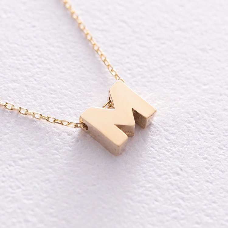 Колье с буквой "М" в желтом золоте кол01164М от ювелирного магазина Оникс - 5