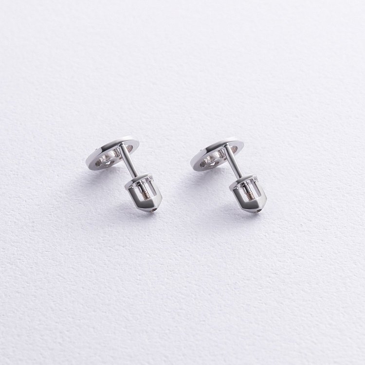 Сережки - пусети "Кругообіг" з фіанітами (біле золото) с08785 від ювелірного магазину Онікс - 2