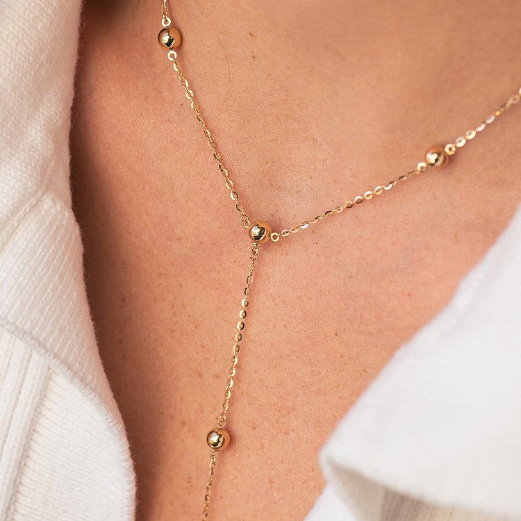 Колье 2 в 1 "Шарики" в желтом золоте кол02473 от ювелирного магазина Оникс - 6