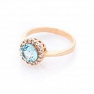 Золотое кольцо с голубым топазом и фианитами к02124т от ювелирного магазина Оникс - 1