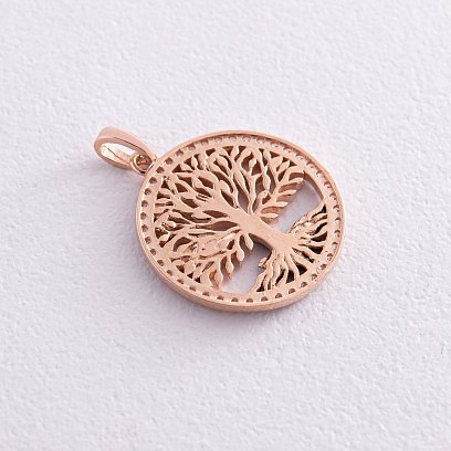 ﻿Кулон "Древо життя" з фіанітами (червоне золото) п03830 №4