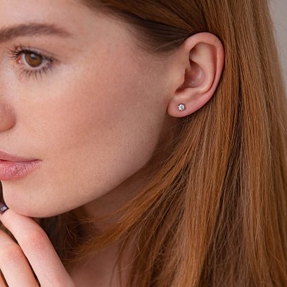 Золоті сережки - пусети з діамантами сб0383z №4