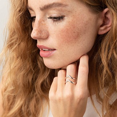 Двойное серебряное кольцо 112656 №3