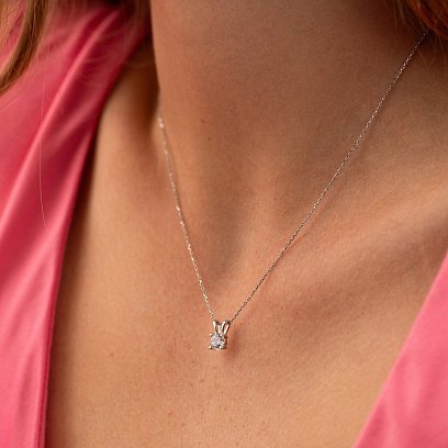 Золотое колье с одним фианитом кол01364 №4