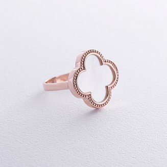 Кольцо "Клевер" в красном золоте (перламутр) к07986