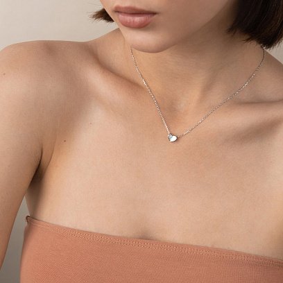 Серебряное колье "Сердечко" с фианитами 181171 №2