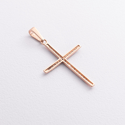Крестик в красном золоте (фианиты) п04018 №2