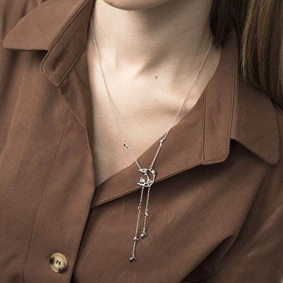 Серебряное колье без камней 18755 №6