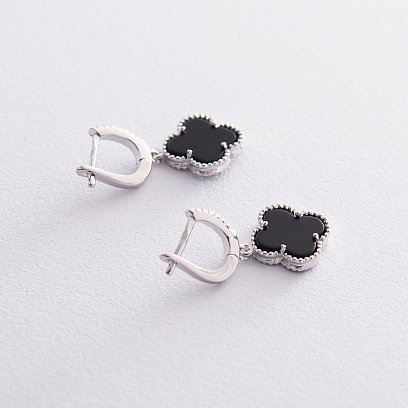 Серебряные серьги "Клевер" 122634 №2