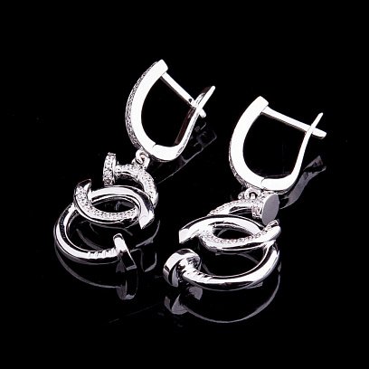 Ексклюзивні золоті сережки з фіанітами с03930 №2