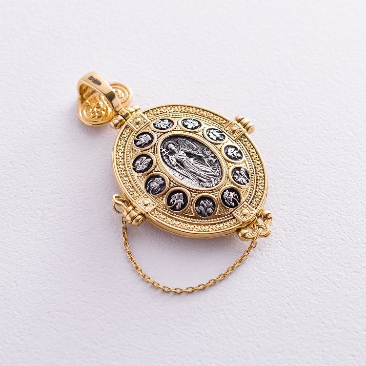 Срібний мощевик "Ангел Хранитель. Голгофа. Господь Вседержитель. Толгська ікона Божої Матері" 133052 від ювелірного магазину Онікс - 1