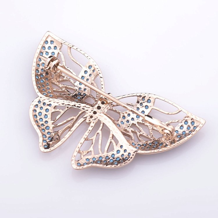 Золота брошка "Метелик" з фіанітами 660106 від ювелірного магазину Онікс - 1