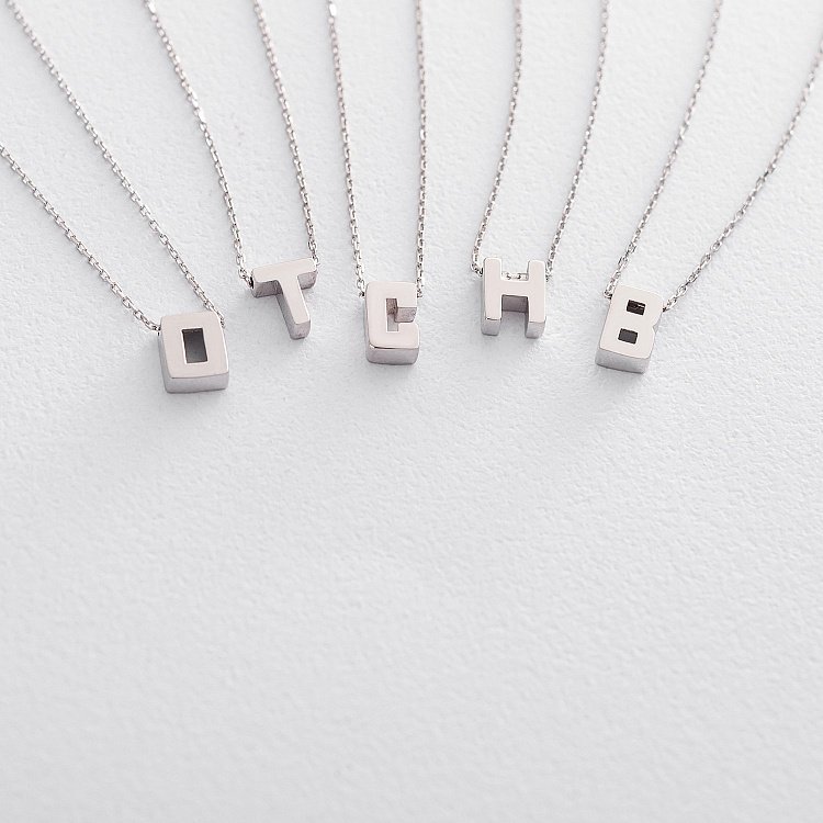 Колье с буквой "А" в белом золоте кол01254А от ювелирного магазина Оникс - 4