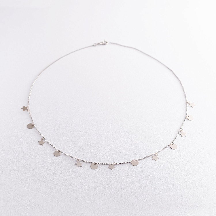 Кольє "Монетки та зірочки" в білому золоті кол01762 від ювелірного магазину Онікс