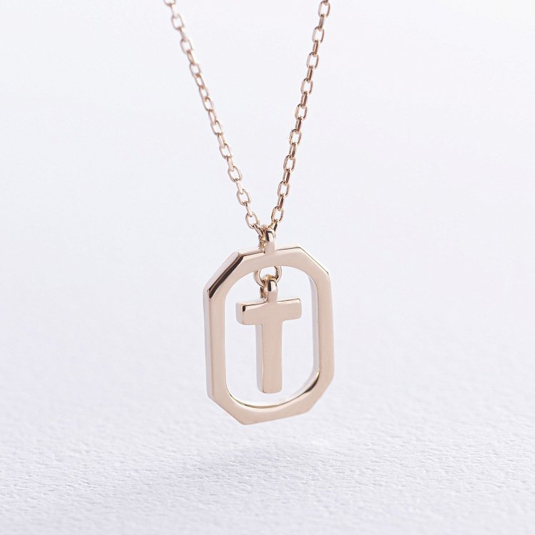 Кольє з літерою "Т" у жовтому золоті кол02463Т від ювелірного магазину Онікс