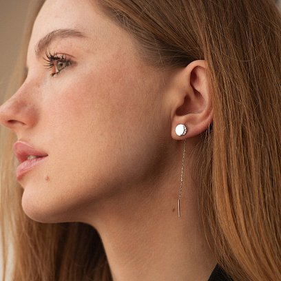 Золотые серьги-протяжки (фианиты) с06769 №3