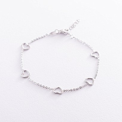 Серебряный браслет "Сердечки" 141508
