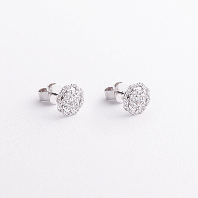 Золотые серьги - пусеты "Цветочки" с бриллиантами сб0649lg №2