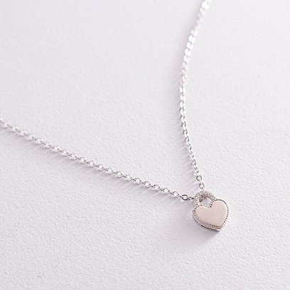 Серебряное колье "Сердечко" с фианитами 181207 №2