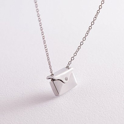 Срібне кольє "Конверт із секретом" (можливе гравіювання) 181215 №7