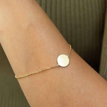 Браслет "Монетка" в жовтому золоті (можливе гравіювання) б04916 №2