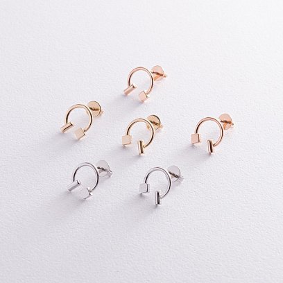 Серьги - пусеты "Дарси" в красном золоте с08319 №5