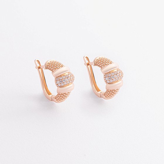 Серьги "Marie" в красном золоте (фианиты) с09357