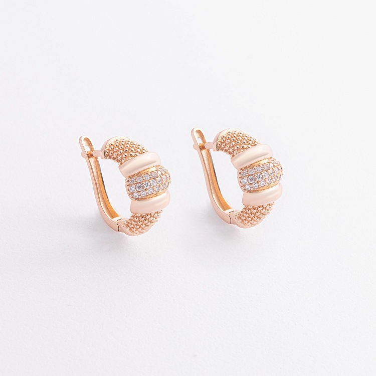 Серьги "Marie" в красном золоте (фианиты) с09357 от ювелирного магазина Оникс