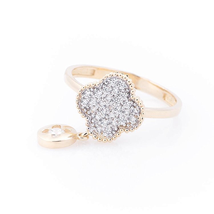 Золота каблучка "Конюшина" к04936 - 1 Золота каблучка "Конюшина" к04936 від ювелірного магазину Онікс - 1