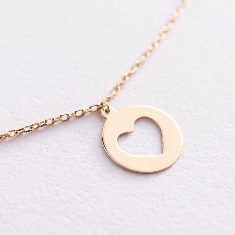 Золотой браслет "Сердечко" на ногу б04792 от ювелирного магазина Оникс - 3