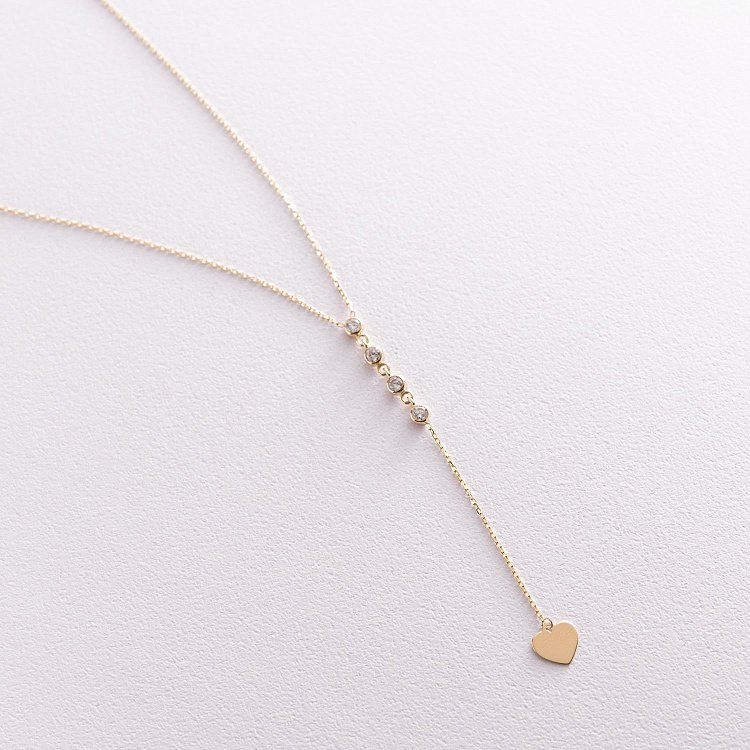 Колье из желтого золота с фианитами кол01784 от ювелирного магазина Оникс - 2