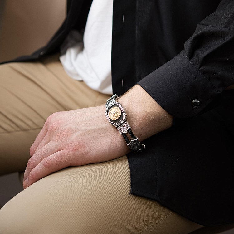 Серебряный браслет "Армянская Звезда" (эбеновое дерево) 817 от ювелирного магазина Оникс - 9