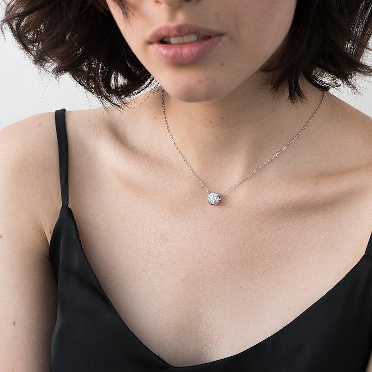 Срібне кольє з фіанітом 18825 від ювелірного магазину Онікс - 3