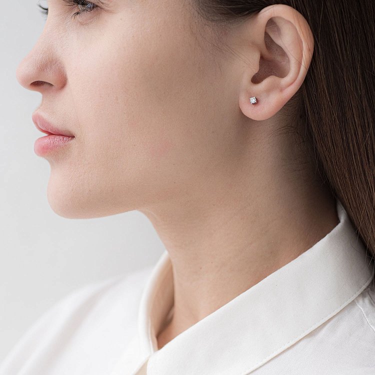 Золотые серьги - трансформеры "Цветочки" с бриллиантами с253 от ювелирного магазина Оникс - 5