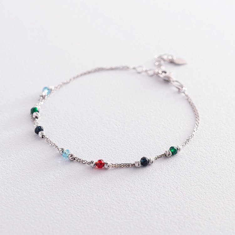 Серебряный браслет "Разноцветный" (фианиты) 141540 от ювелирного магазина Оникс - 3
