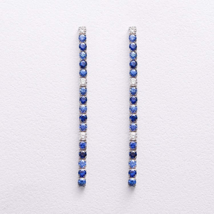 Золоті сережки - пусети з діамантами і сапфірами сб0599sth від ювелірного магазину Онікс