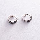 Серебряные серьги - кольца "Океан" с фианитами 123191 от ювелирного магазина Оникс - 1