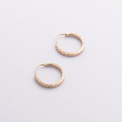 Сережки - кільця в жовтому золоті (1.2 см) с07307 №5