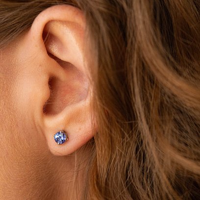 Золоті сережки - пусети з танзанітами сб0419gl №4