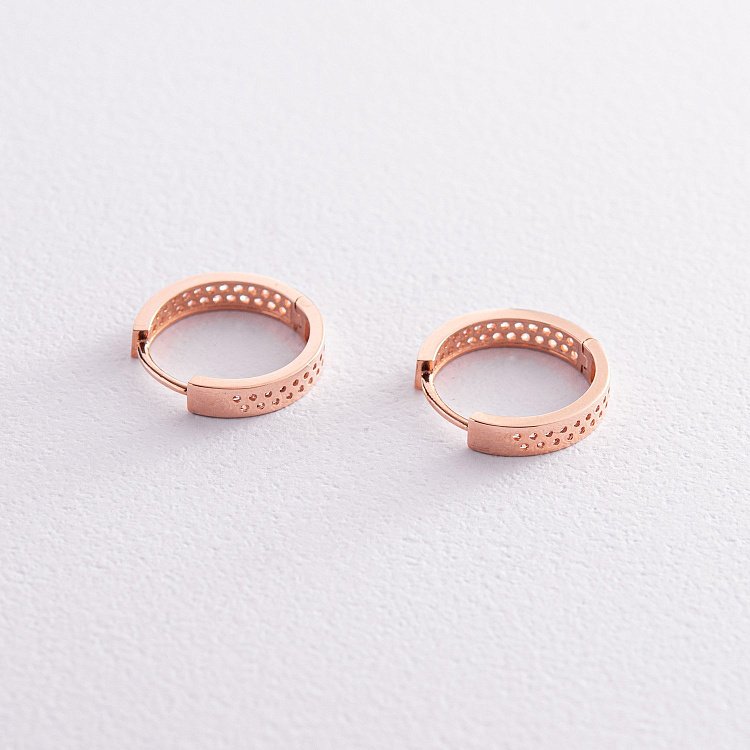 Золоті сережки - кільця з фіанітами с07988 від ювелірного магазину Онікс - 2