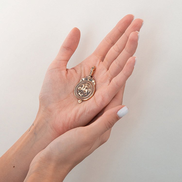 Золотая подвеска "Геогрий Победоносец" с чернением п02530 от ювелирного магазина Оникс - 3