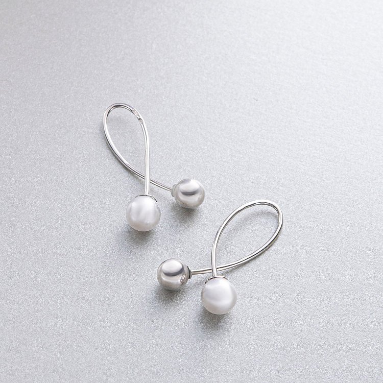 Срібні сережки - петельки "Кульки" (перли) 101010 від ювелірного магазину Онікс - 4