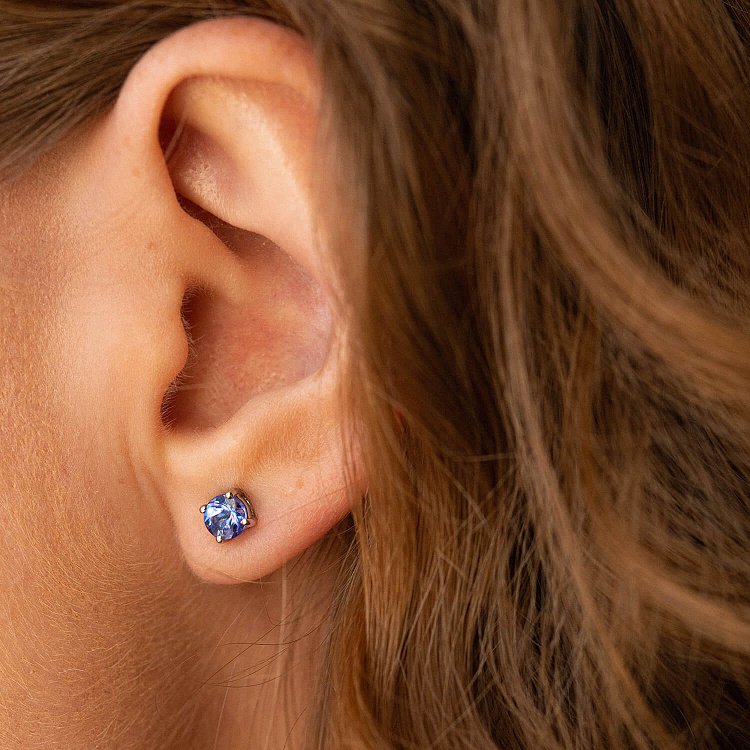 Золоті сережки - пусети з танзанітами сб0419gl від ювелірного магазину Онікс - 4