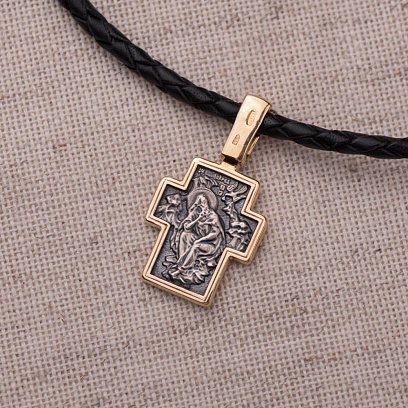 Серебряный крест с позолотой 131690 №4