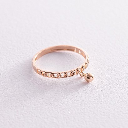 Каблучка "Ланцюжок з кулькою" у червоному золоті к07186 №3